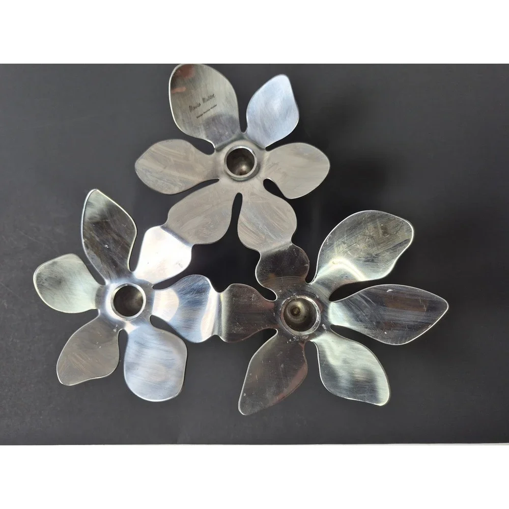 IKEA Monika Mulder VANGSTA Flower Candle Holder Stainless Brutalist Vintage